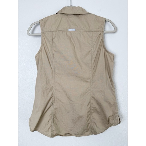 Columbia beige tan sleeveless front pocket button down S - Picture 4 of 8